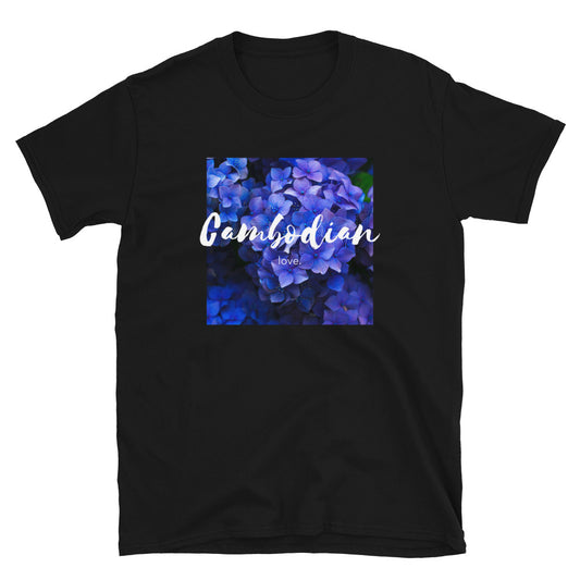 Cambodian Love Floral Black Short-Sleeve Unisex T-Shirt