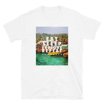 Eat, Sleep, Explore, Repeat Cambodia Short-Sleeve Unisex T-Shirt