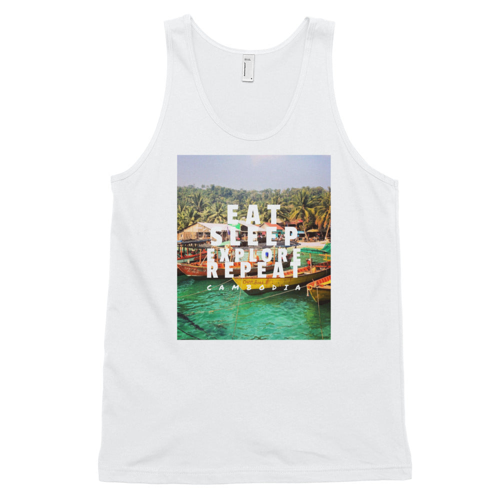 Eat, Sleep, Explore, Repeat Cambodia Classic tank top (unisex)