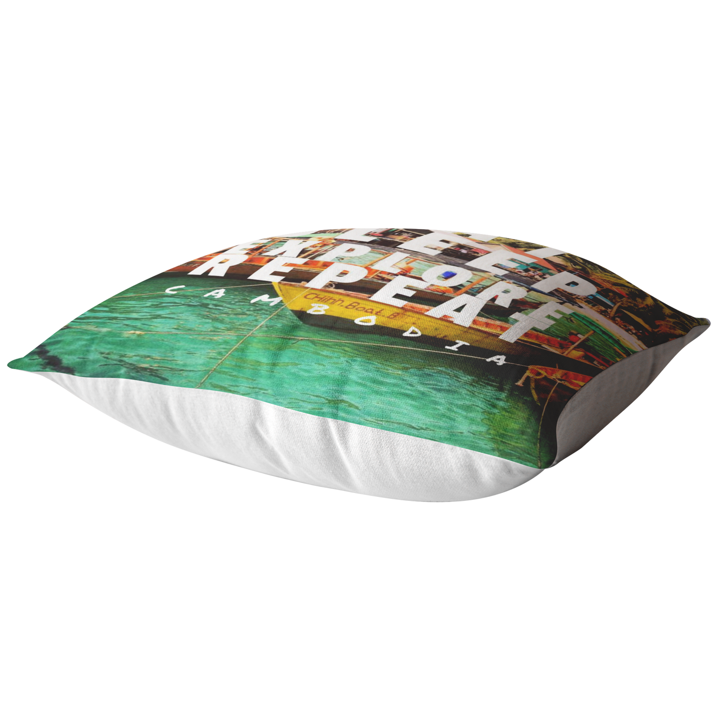 Eat Sleep Explore Repeat Cambodia Pillow